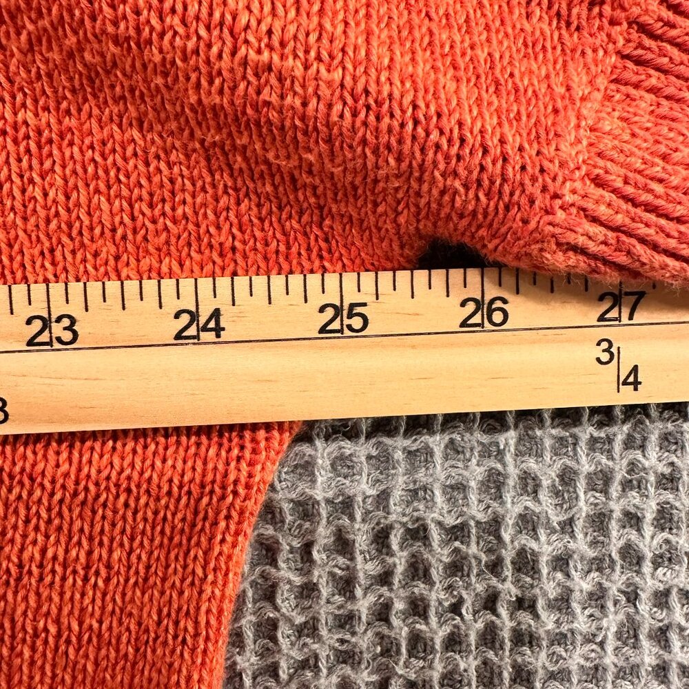 Garnet Hill Linen Cotton Knit Vneck Sweater Top Sz XL Short Sleeve Orange/Coral - Picture 4 of 7